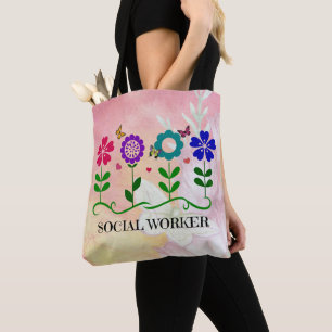 Sozialarbeiter, Design der grafischen Blume Tasche