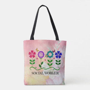 Sozialarbeiter, Design der grafischen Blume Tasche
