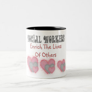 Sozialarbeiter-Geschenke "reichern die Leben von Zweifarbige Tasse
