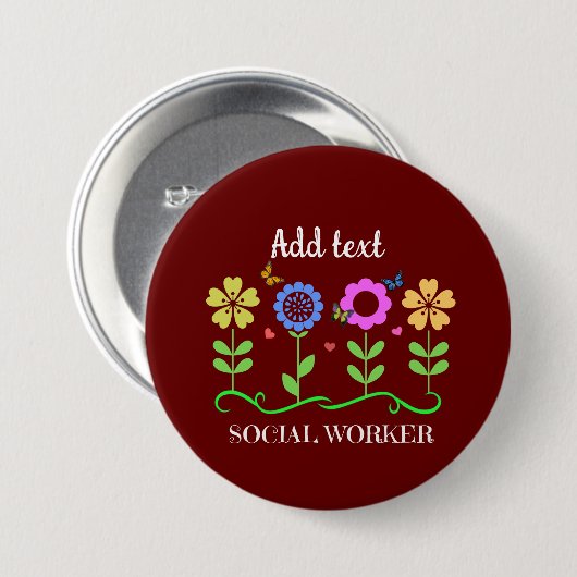 Sozialarbeiter, grafische Blume, TEMPLATE, Button (Vorne & Hinten)