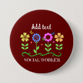 Sozialarbeiter, grafische Blume, TEMPLATE, Button (Vorderseite)