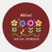 Sozialarbeiter, grafische Blume, TEMPLATE, Runder Aufkleber (Vorderseite)