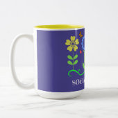 "Sozialarbeiter", grafische Frühlingsblumen Zweifarbige Tasse (Links)