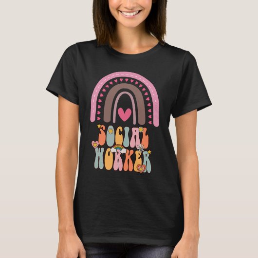 Sozialarbeiter Groovy Retro Vintag Rainbow Social T-Shirt (Vorderseite)