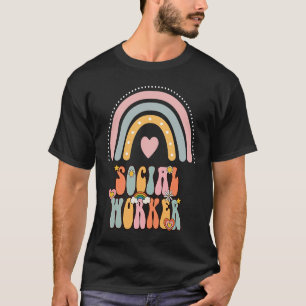 Sozialarbeiter Groovy Retro Vintage Regenbogen Soz T-Shirt