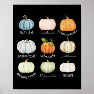 Sozialarbeiter Halloween Fall Pumpkin Erntedank Poster