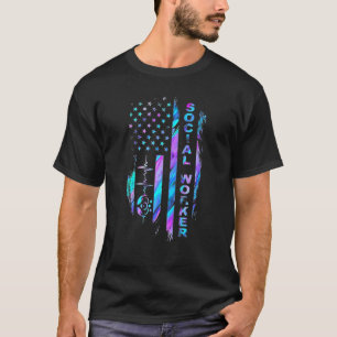 Sozialarbeiter Heartbeat American Flag Hologram T-Shirt