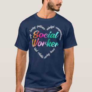 Sozialarbeiter Herz Word Cloud Watercolor T-Shirt