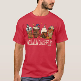 Sozialarbeiter-Horror-Herbst-Kaffee-Halloween-Kürb T-Shirt