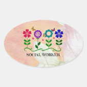 Sozialarbeiter, hübsche Pastellgestaltung, Ovaler Aufkleber (Vorderseite)