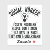Sozialarbeiter I löst Probleme Aufkleber (Blatt)