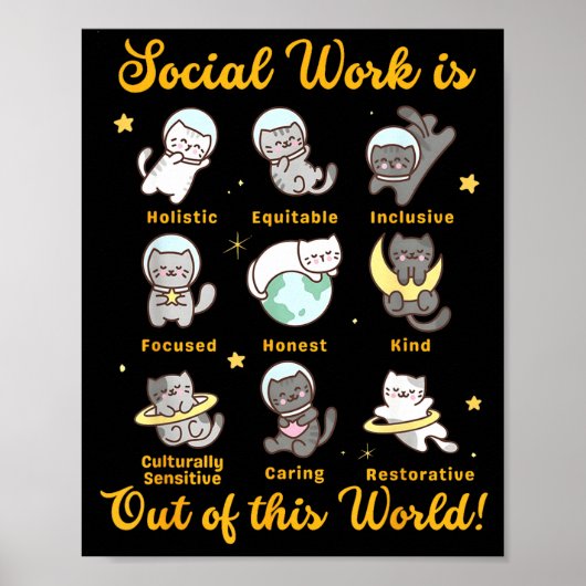 Sozialarbeiter Katze lustiger Spruch Katzen Meme s Poster (Vorne)