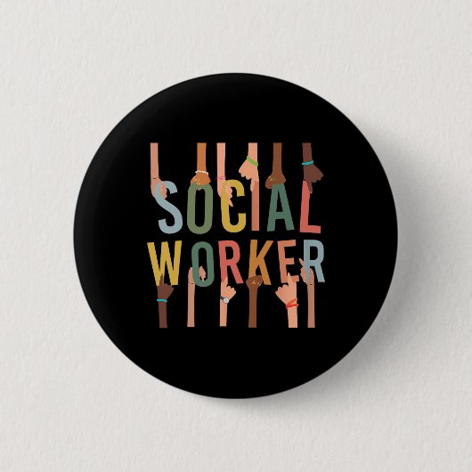 Sozialarbeiter Leben Funny Social Work Monat Black Button (Vorderseite)