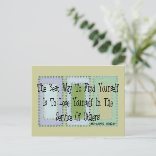 Sozialarbeiter (Mahandas Gandhi-Zitat) Postkarte (Stehend Vorderseite)