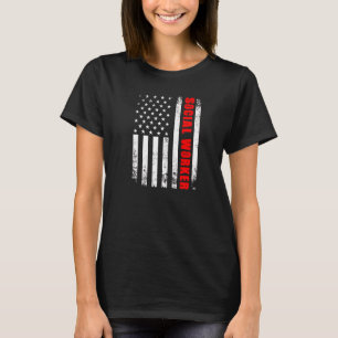 Sozialarbeiter mit amerikanischer Flagge USA Patri T-Shirt