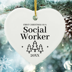 Sozialarbeiter Neuer Job Weihnachten Keramik Ornament