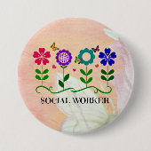 Sozialarbeiter, Pastel Springtime Design, Button (Vorderseite)