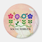 Sozialarbeiter, Pastel Springtime Design, Magnet (Vorne)