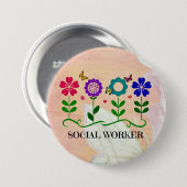 Sozialarbeiter, Pastel Springtime Design, Paper Pl Button (Vorne & Hinten)