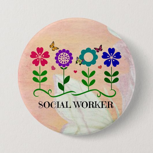 Sozialarbeiter, Pastel Springtime Design, Paper Pl Button (Vorderseite)