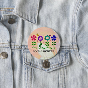Sozialarbeiter, Pastel Springtime Design, Paper Pl Button
