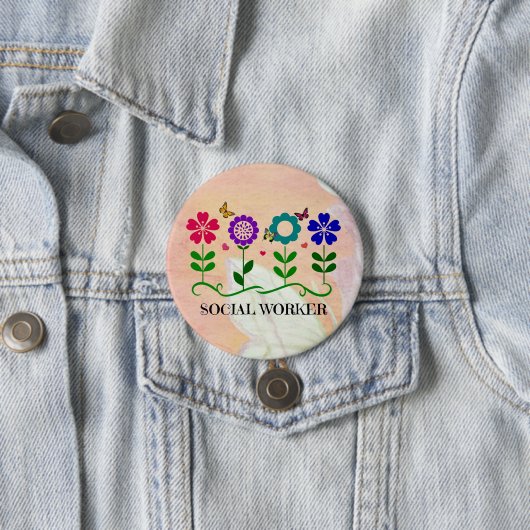 Sozialarbeiter, Pastel Springtime Design, Paper Pl Button (Beispiel)