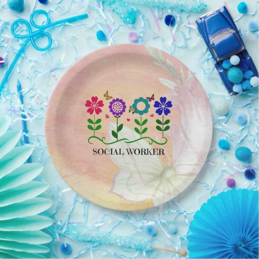 Sozialarbeiter, Pastel Springtime Design, Pappteller (Party)