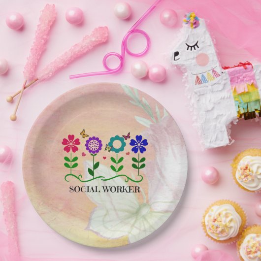 Sozialarbeiter, Pastel Springtime Design, Pappteller (Party)