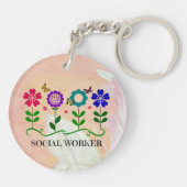 Sozialarbeiter, Pastel Springtime Design, Schlüsselanhänger (Rückseite)