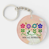 Sozialarbeiter, Pastel Springtime Design, Schlüsselanhänger (Vorderseite)