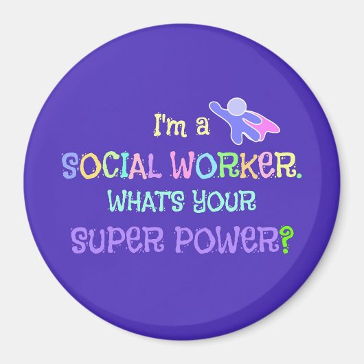 Sozialarbeiter, Pastell Text Funky Design Magnet (Vorne)