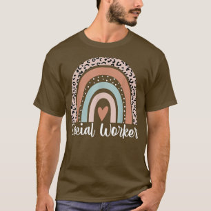 Sozialarbeiter Rainbow Leopard Funny Social Worker T-Shirt