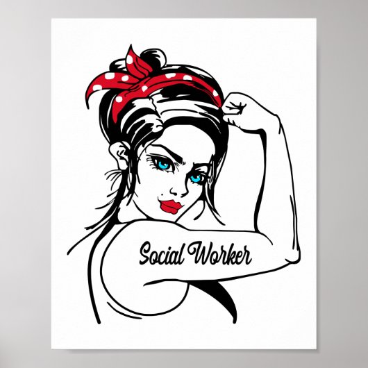 Sozialarbeiter Rosie The Riveter Button Up Poster (Vorne)