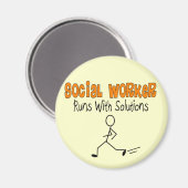 Sozialarbeiter "Runs with Solutions" Funny Gifts Magnet (Vorderseite/Rückseite)