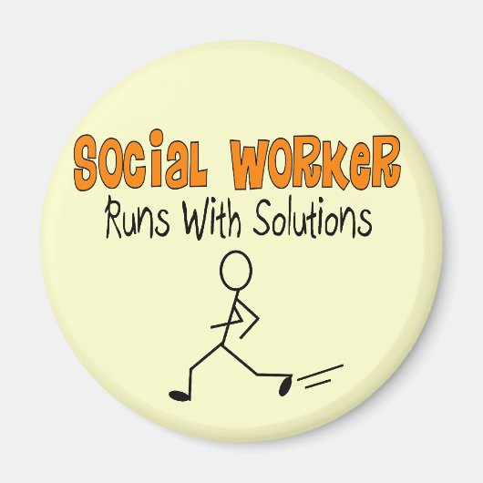 Sozialarbeiter "Runs with Solutions" Funny Gifts Magnet (Vorne)