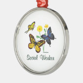 Sozialarbeiter-Schmetterlinge Silbernes Ornament (Links)