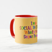 Sozialarbeiter Superheld, farbiger Text Tasse (Vorderseite Links)