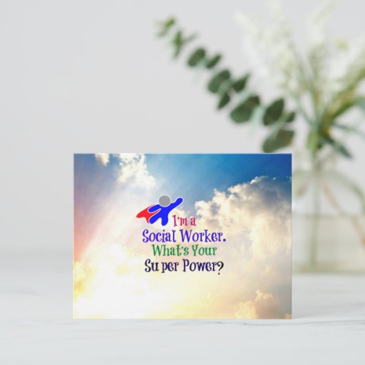 Sozialarbeiter-Superheld Postkarte (Stehend Vorderseite)