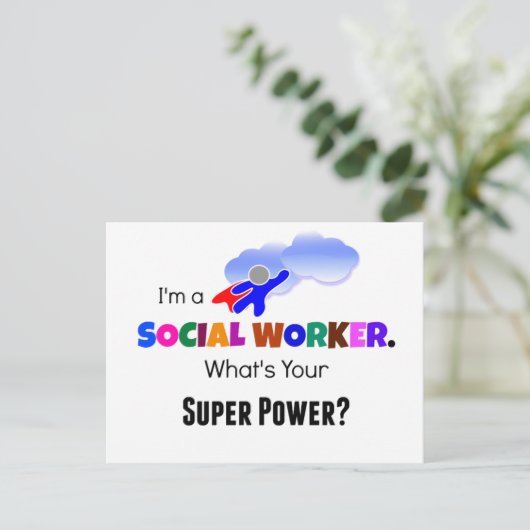 Sozialarbeiter-Superheld Postkarte (Stehend Vorderseite)