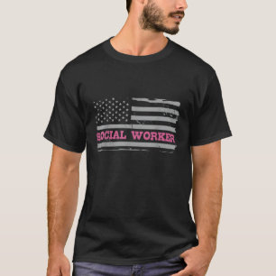 Sozialarbeiter United Staaten America USA Flag Gra T-Shirt