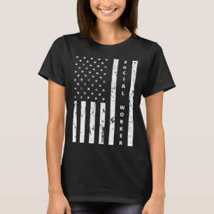 Sozialarbeiter Vintage US-Flagge Stolz Sozialarbei T-Shirt