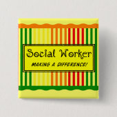 Sozialarbeiter-Zitrusfrucht-Streifen Button (Vorderseite)
