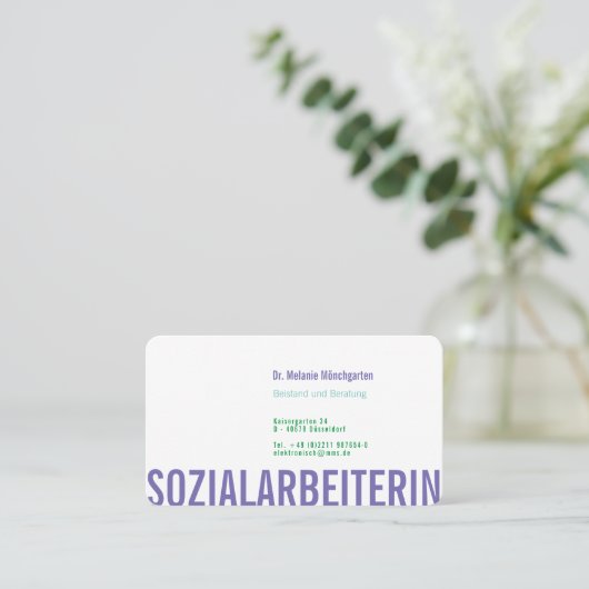 Sozialarbeiterin Round Circle Business Card Visitenkarte (Stehend Vorderseite)