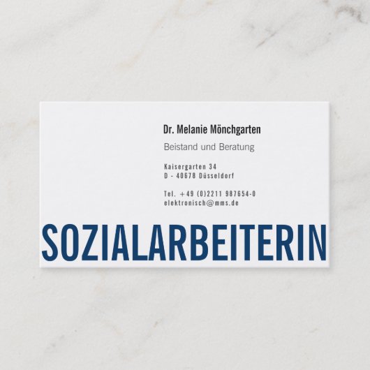 Sozialarbeiterin Visitenkarte (Vorderseite)