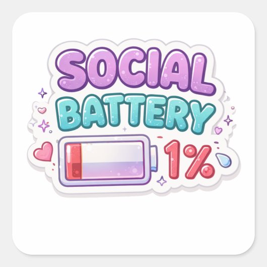 Sozialbatterie 1% Introvertierter Aufkleber (Vorderseite)