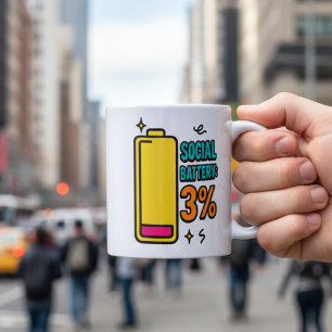 Sozialbatterie 3 Prozent – Lustige neurospicy Einl Kaffeetasse