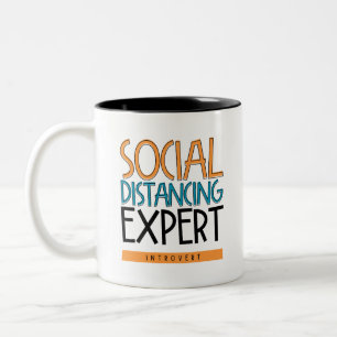 Sozialdistanzexperte Introvertierte Zweifarbige Tasse