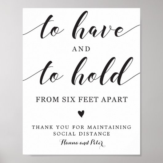 Sozialdistanzzeichen haben und halten poster (Vorne)