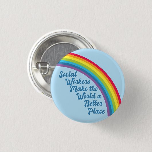 Soziale Arbeit Inspiration Zitat Rainbow Blue Button (Vorne & Hinten)