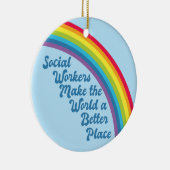 Soziale Arbeit Inspiration Zitat Rainbow Blue Keramik Ornament (Rechts)